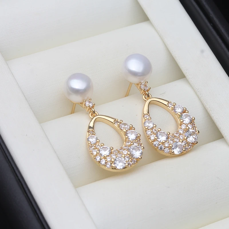 

Genuine Natural Freshwater Pearl Earrings For Women,Bride 925 Silver Pearl Earrings Wife Mother Birthday Gift White Black