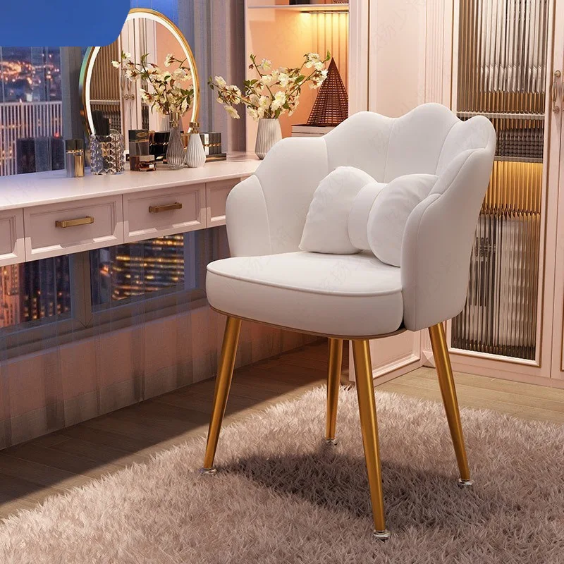 High back bedroom furniture, velvet Nordic fabric dining chair, upholstered bedroom chair