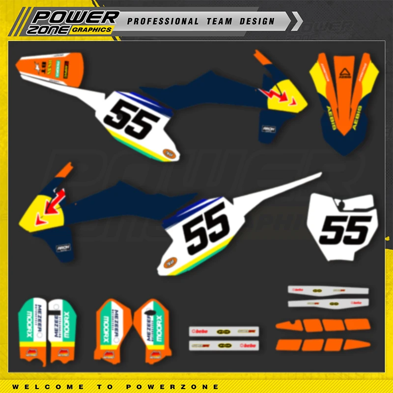 PowerZone, calcomanías de fondos con gráficos de equipo personalizados para Kit de pegatinas 3M para KTM SX50 2016 2017 2018 2019 2021 SX50cc número 02