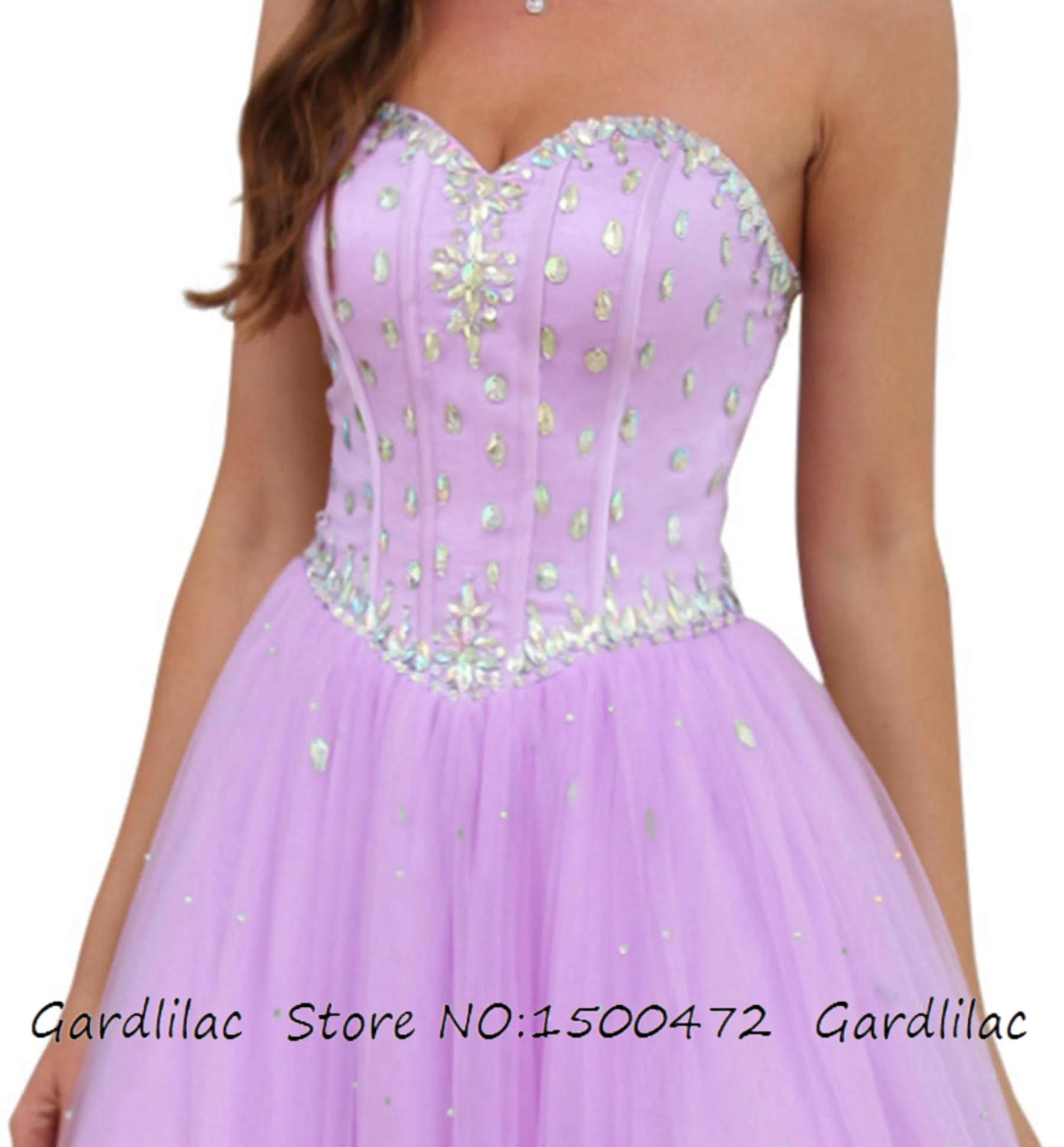 Elegância sem alças chá comprimento vestido de baile tule longo vestido de dama de honra cristal brilhante miçangas vestido de festa à noite