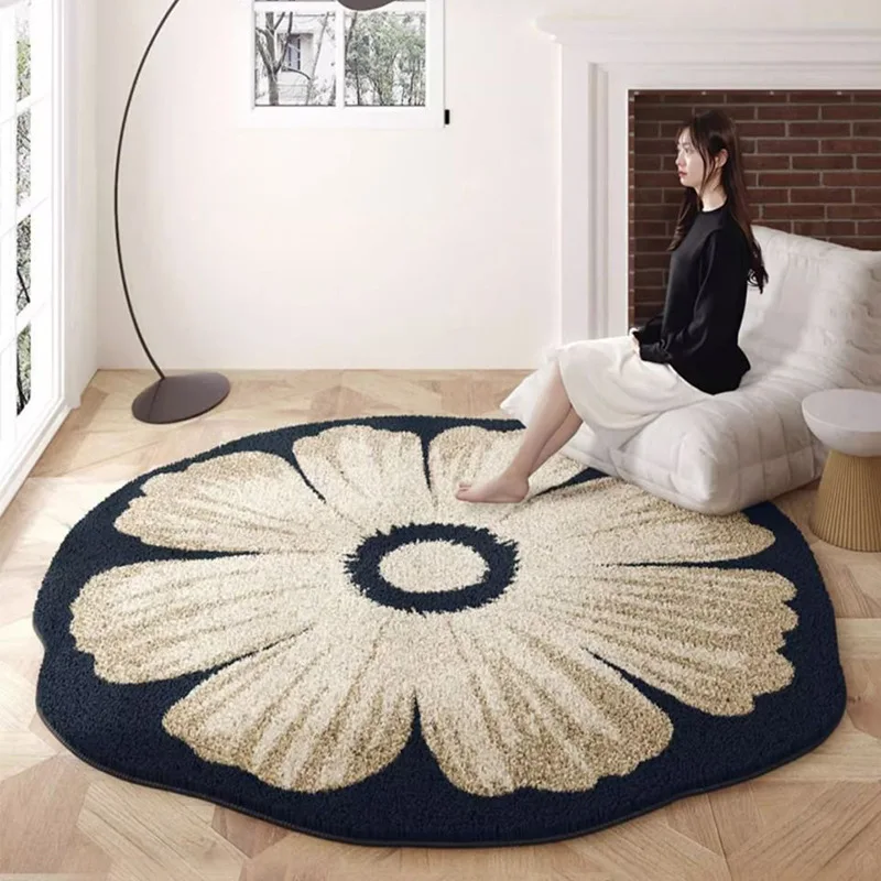 

VIKAMA Simple And Irregular-Shaped Flower Faux Cashmere Carpet, Living Room Sofa, Bedroom Anti-Slip Carpet, Home Decoration