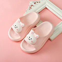 Summer Kids Home Shoes Flip Flops Baby Girls Slippers for Children Cartoon Unicorn Bathroom Antislip Thick Sole Slides 2-8 Years