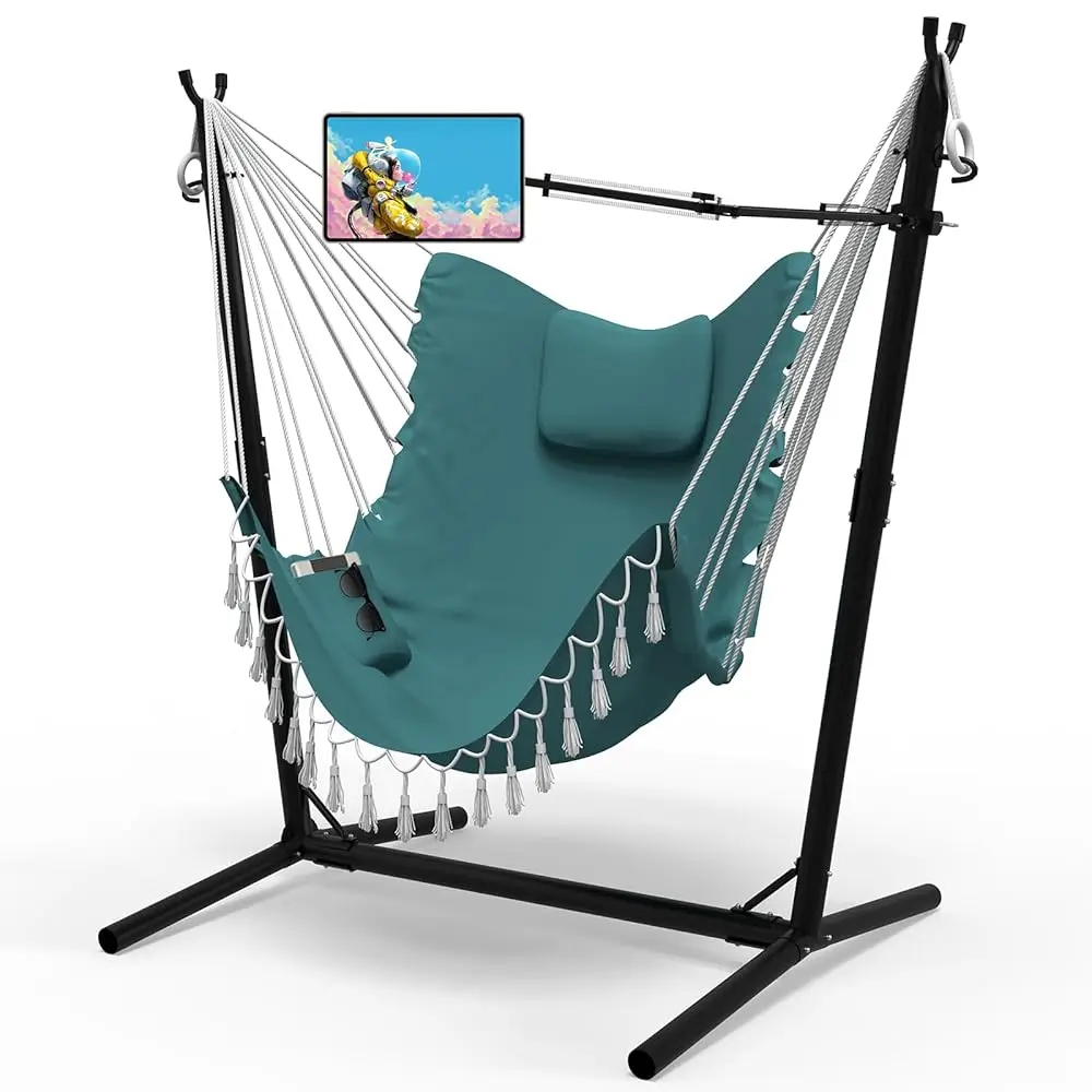 

Hammo Chair With Stand,Heavy-Duty Hanging Chair With Stand, For Indoor Outdoor,Sturdy Swing Chair Stand Max Load 350 Pound,With