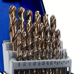 Cobalt Drill Bits Set M35 High Speed Steel Twist Jobber Length for Hardened Metal, Stainless Steel, Cast Iron and Wood Plastic