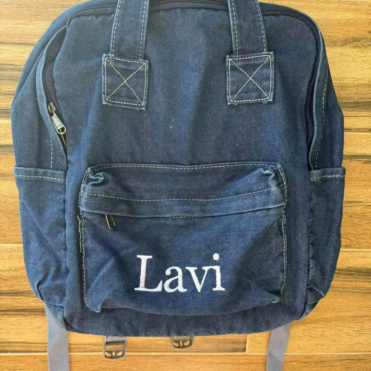 Women's Denim Backpack Personalized Gift Bag Embroidered Name Kids Adult Shoulder Bags Simple College Student Denim Schoolbag