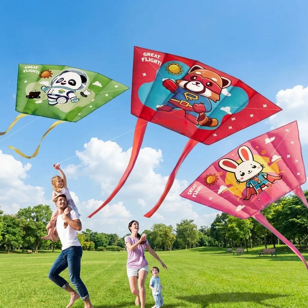 Unique Panda Cartoon Children Kite 50m Handle Line Rabbit Children Sports Kites Easy Fly Spring Outing Pocket Kite Fun Sport Toy