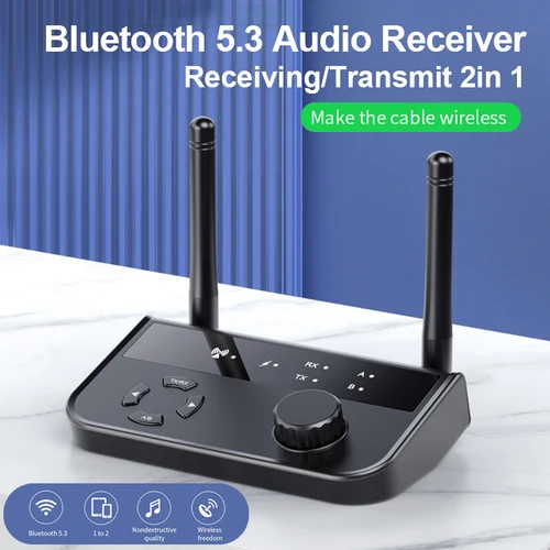 Imagen 1 del producto Transmisor receptor de Audio Bluetooth 5,3 2 en 1, conector auxiliar de 3,5mm, RCA, adaptador inalámbrico de música estéreo, Dongle para TV, coche, PC, auriculares