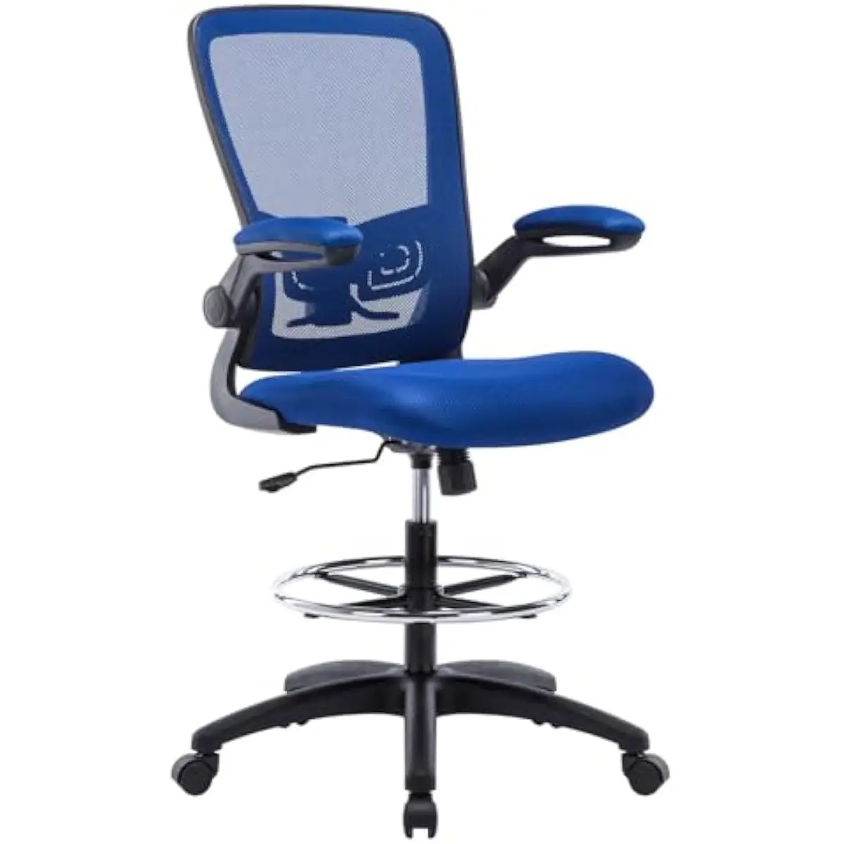 Ergonomic Drafting Chair with Ventilated Mesh Back and Premium Fabric Seat • Adjustable Height Armrests Foot Ring • 5-Point Base