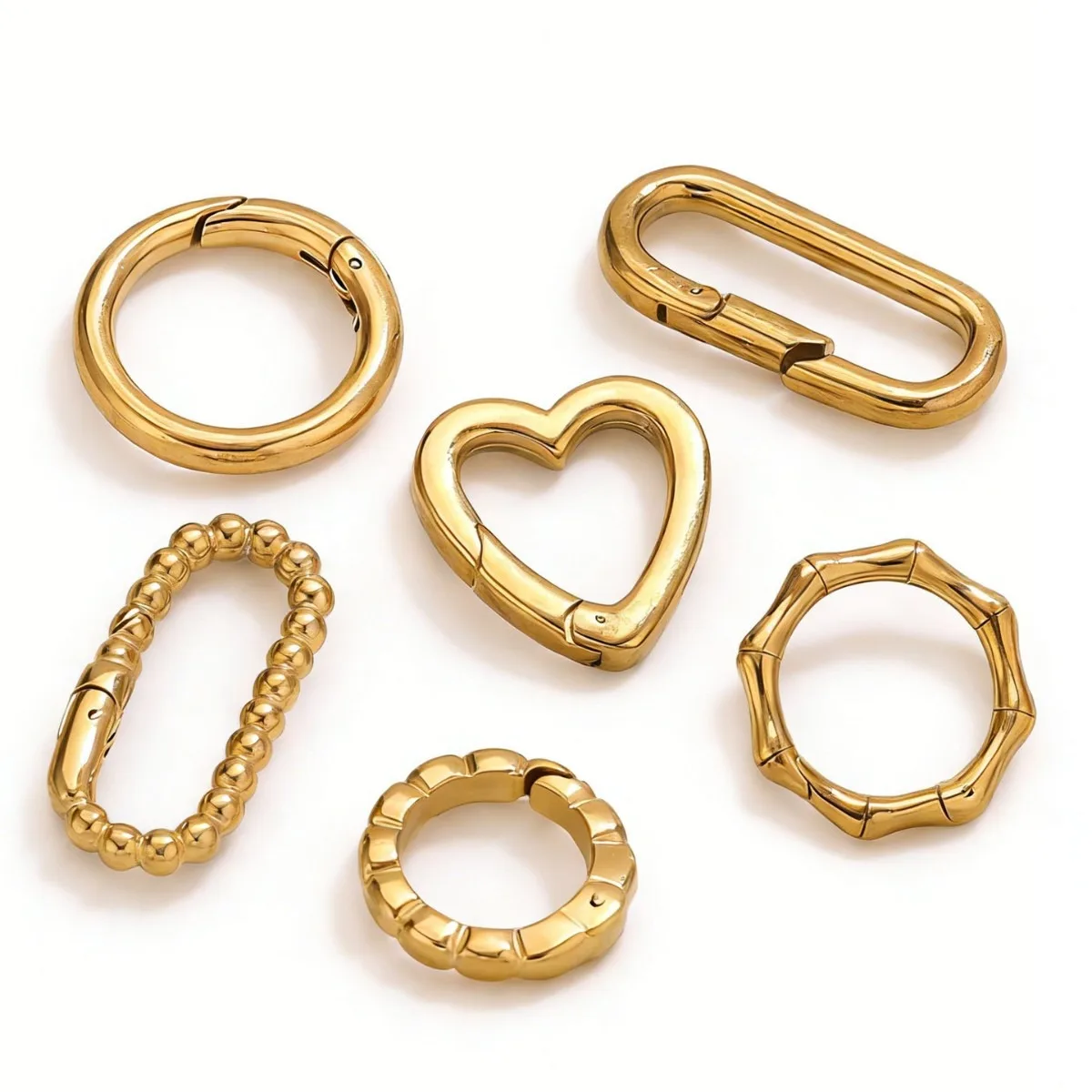 2pcs Stainless Steel Clasps Gold Geometry Heart Round Ring Lobster Clasp Hook Connectors DIY Jewelry Making Supplies Accessories