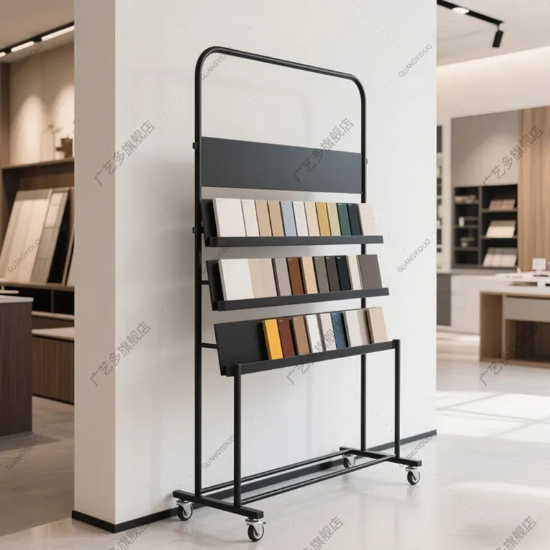 

Cabinet Door Panel Sample Display Rack Tile Display Rack Swatch Ecological Board Stone Sample Book with Pulley Cart Shelf