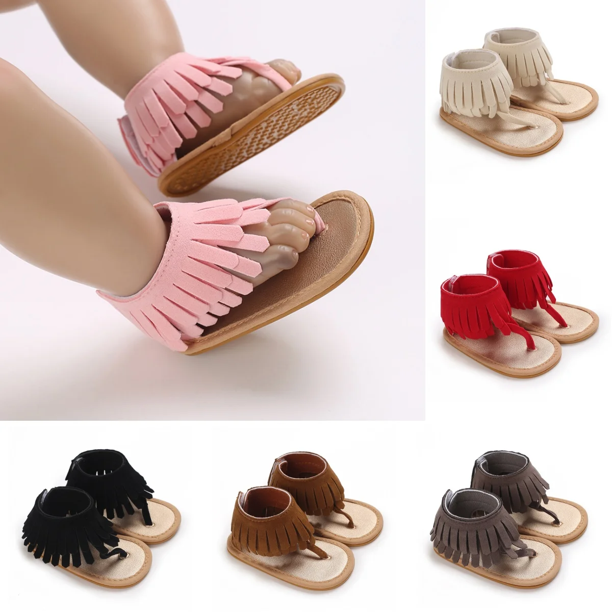 Summer New Women's Baby Sandals With Tassel Design Soft Soled Baby Shoes 0-12 Months Baby Walking Shoes