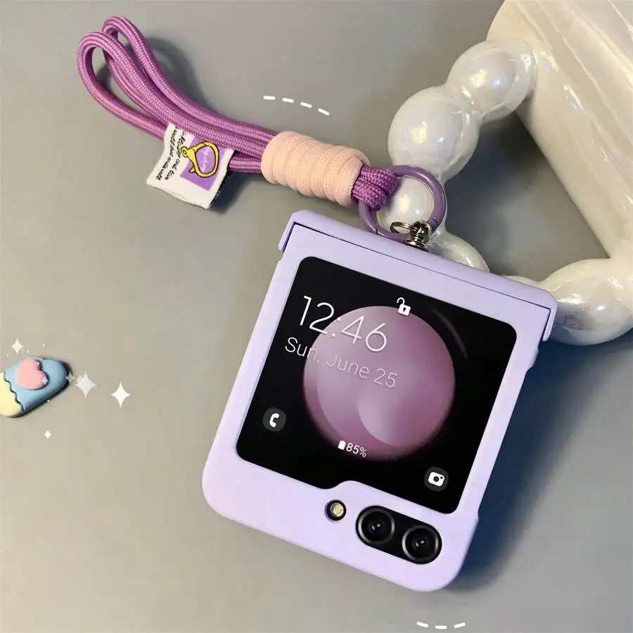

Cute Fresh Mint Green Hard Phone Case With Wrist Strap, Compatible With Samsung Galaxy Z Flip 5/6/Z