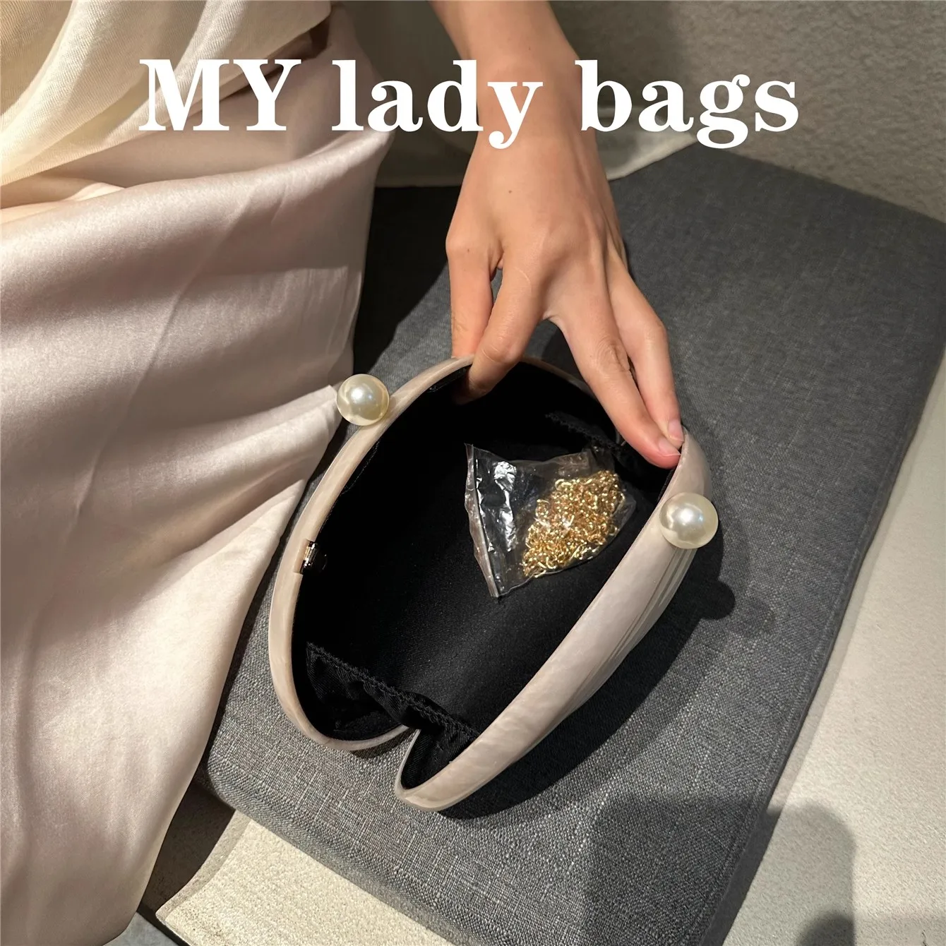 Shimmer Straped Acrylic Shell Bag Luxury Designer Clutch Purse For Wedding Party Women Handbag Fashion Banquet Bag Crossbody Bag
