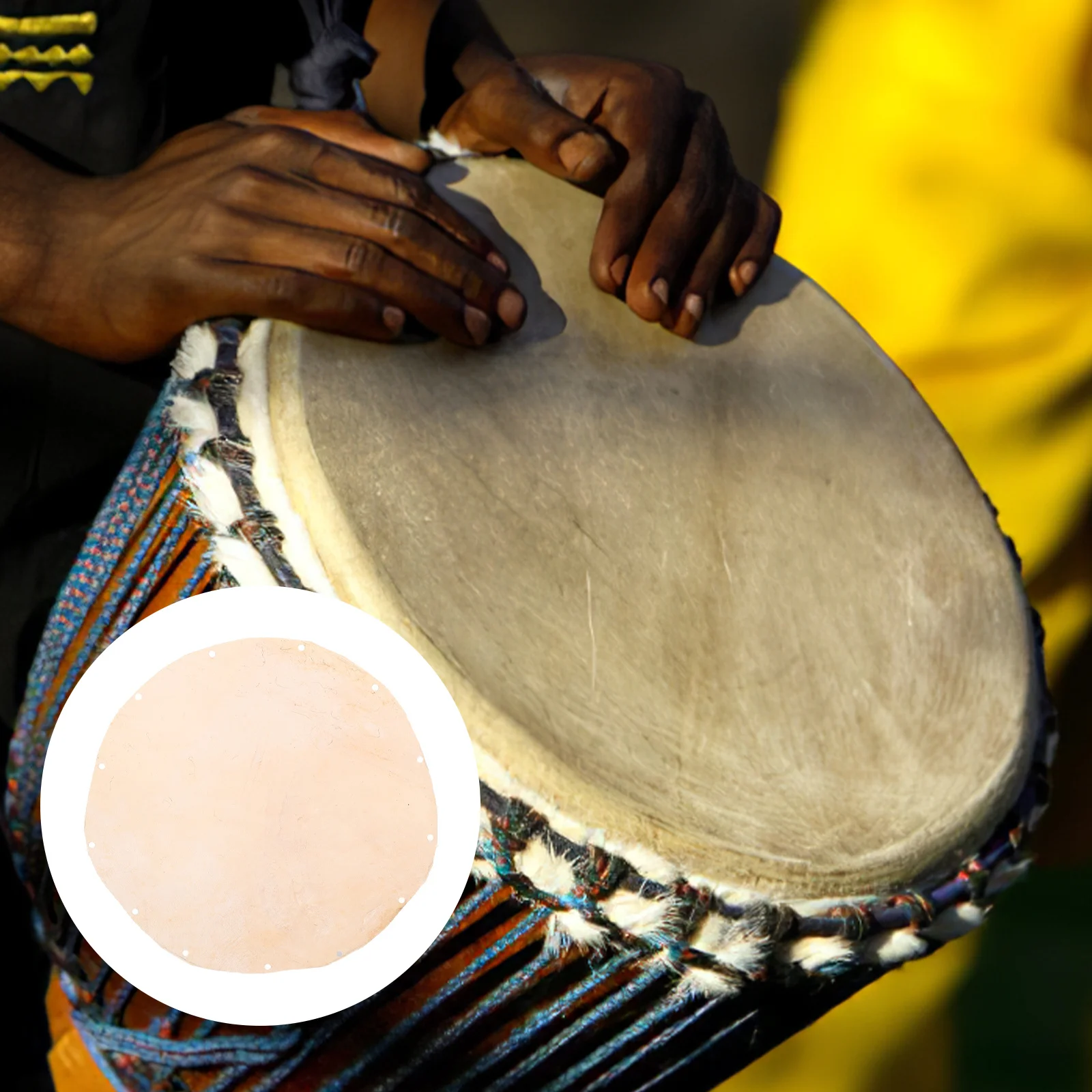 

Hand Drum Skin Goat Djembe Head Replacement Drumheads Small African Sheepskin for Drums