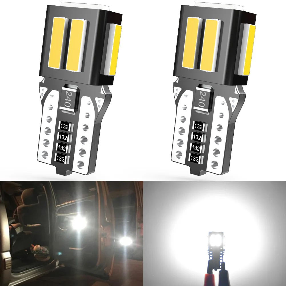 

2x T10 LED W5W 194 168 W5W SMD Led Parking Bulb Auto Wedge Clearance Lamp CANBUS Super Brigh 6000K White License Light Bulbs