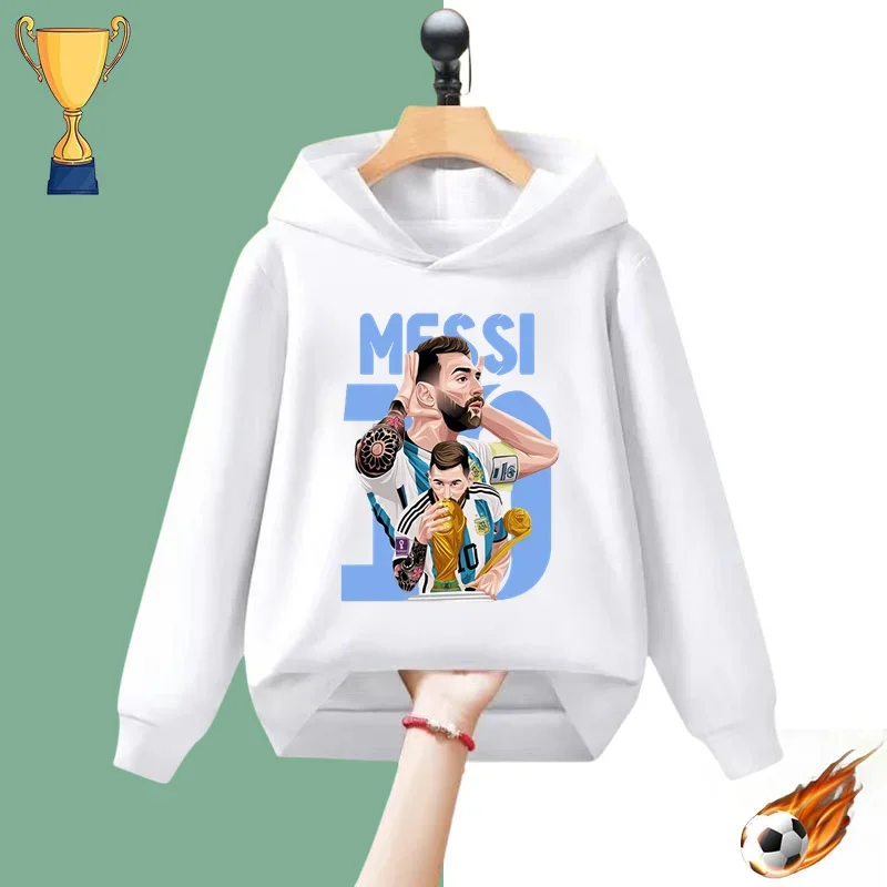 European Cup football star Messi printed hoodie children's top autumn and winter men's and women's blazer casual knitwear