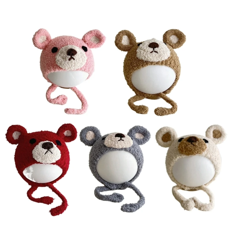 

57EE Beanie Cap Bear Hat Winter Warm Hat for Boy Girl Newborn Breathable Hat