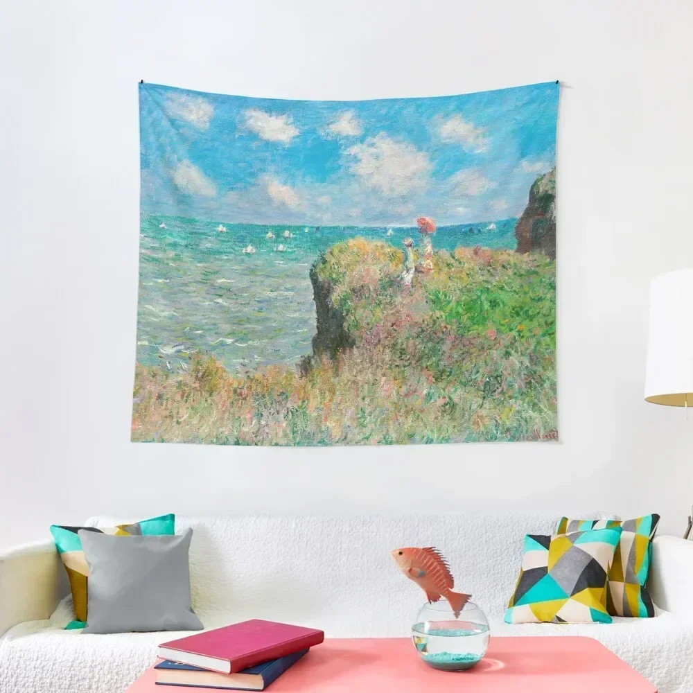 

1882-Claude Monet-Cliff Walk at Pourville-66 x 82 Tapestry Home Decoration Aesthetic Room Decoration Funny Tapestry