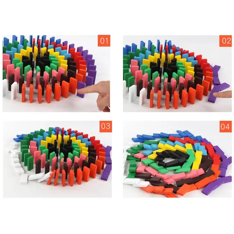 Conjunto de dominó para crianças, jogo educativo, divertido empilhamento e corrida, com telha, 120pcs