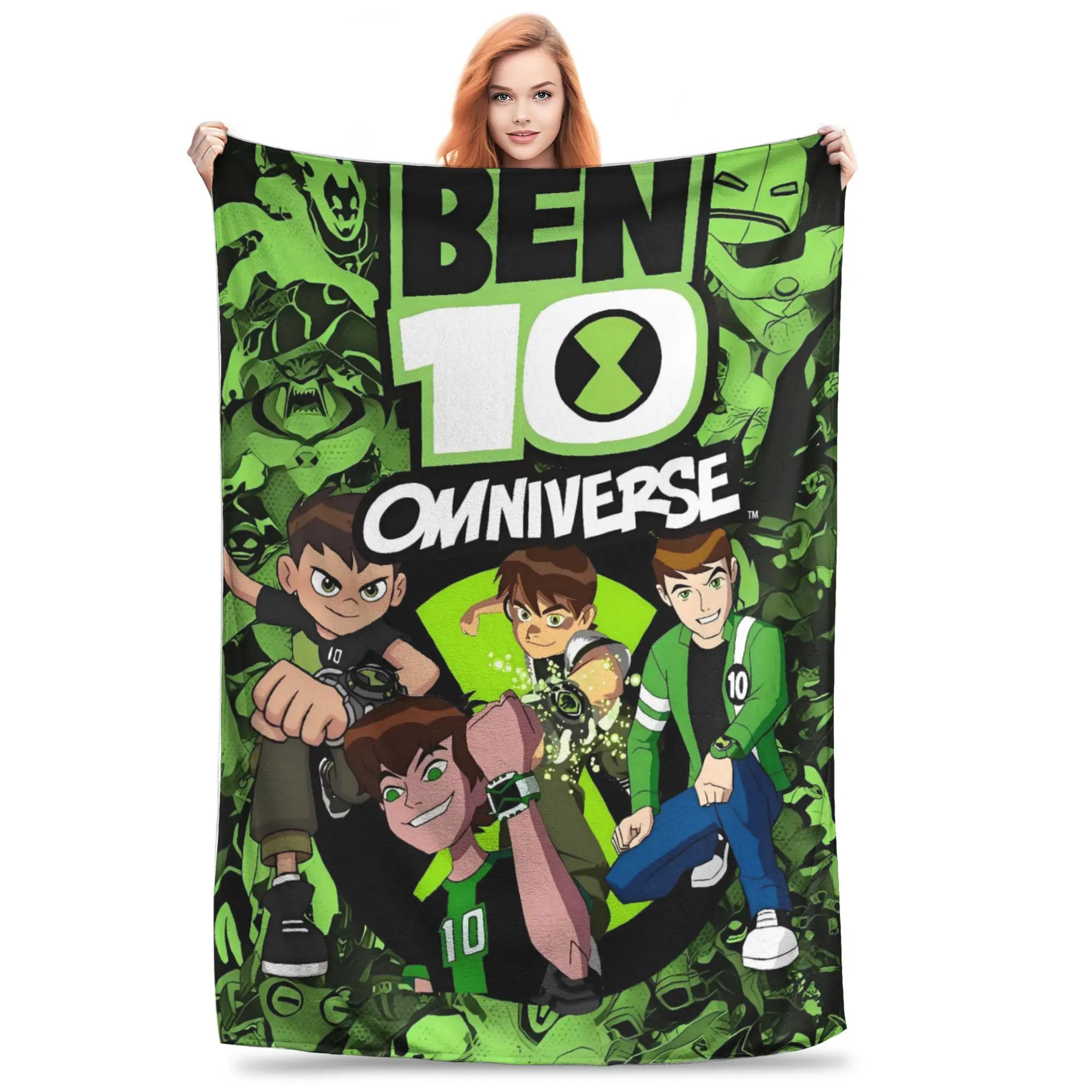 Ben 10 Alien Ben Tennyson Omnitrix juego manta calidad suave manta invierno niños dormitorio novedad colcha