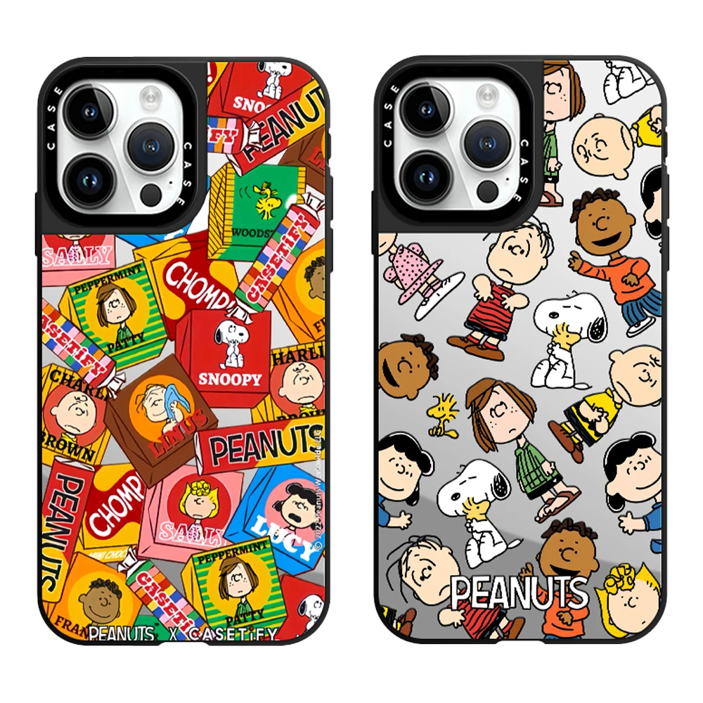 Cartoon Snoopy Lucy custodia per telefono a specchio con MagSafe per iPhone 16 15 14 1312 11 Pro Max Plus simpatica Cover posteriore antiurto