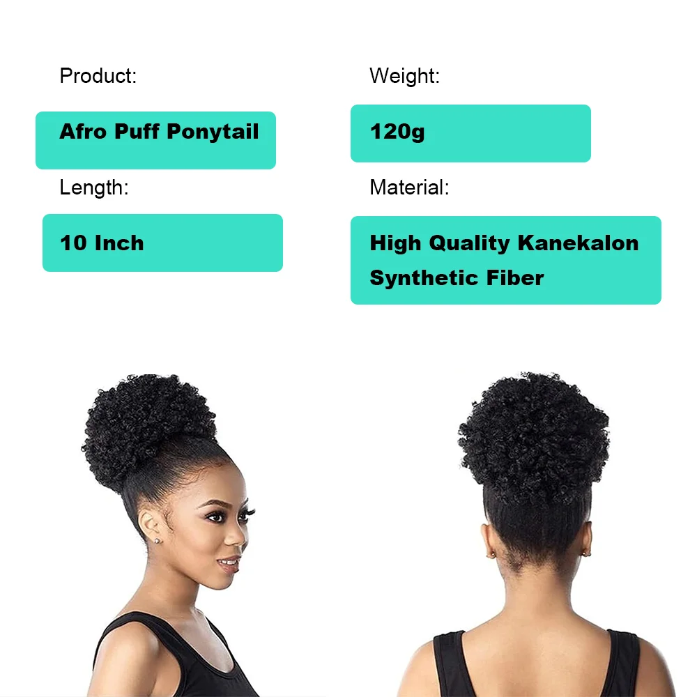 10 Inch Afro Puff Trekkoord Paardenstaart Verlenging Voor Zwarte Vrouwen Synthetische Korte Afro Kinkys Krullend Afro Bun Extensie Haarstukjes