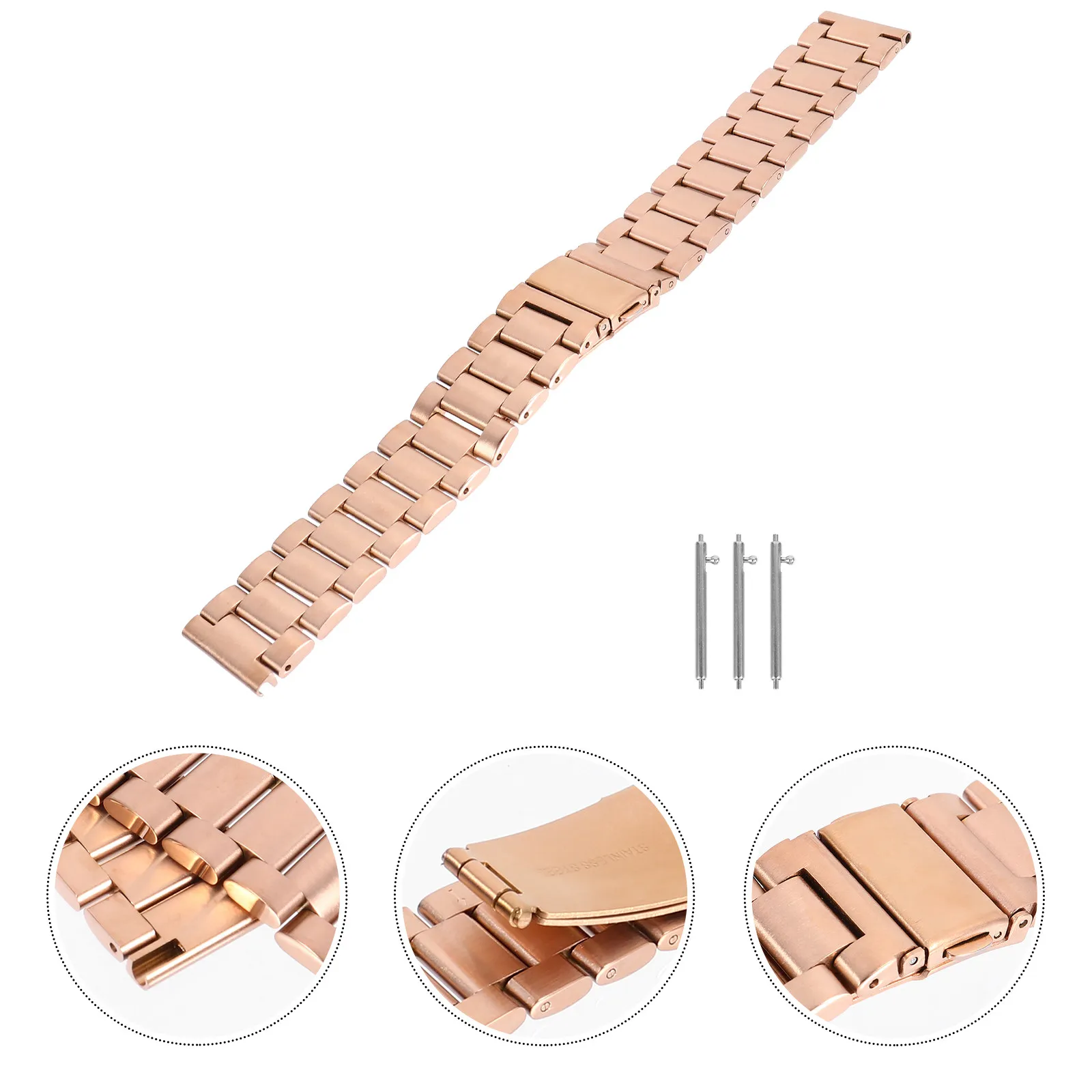 Premium Stainless Steel Watch Band for Smart Watches Easy Install Remove Stylish Three Bead Design Fits Casual Business Formal