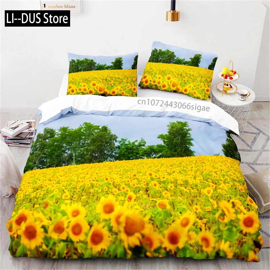 

Nature Theme Sunflower Duvet Cover Microfiber Tropical Floral Comforter Cover Yellow Blossom Bedding For Kids Adults Bedroom