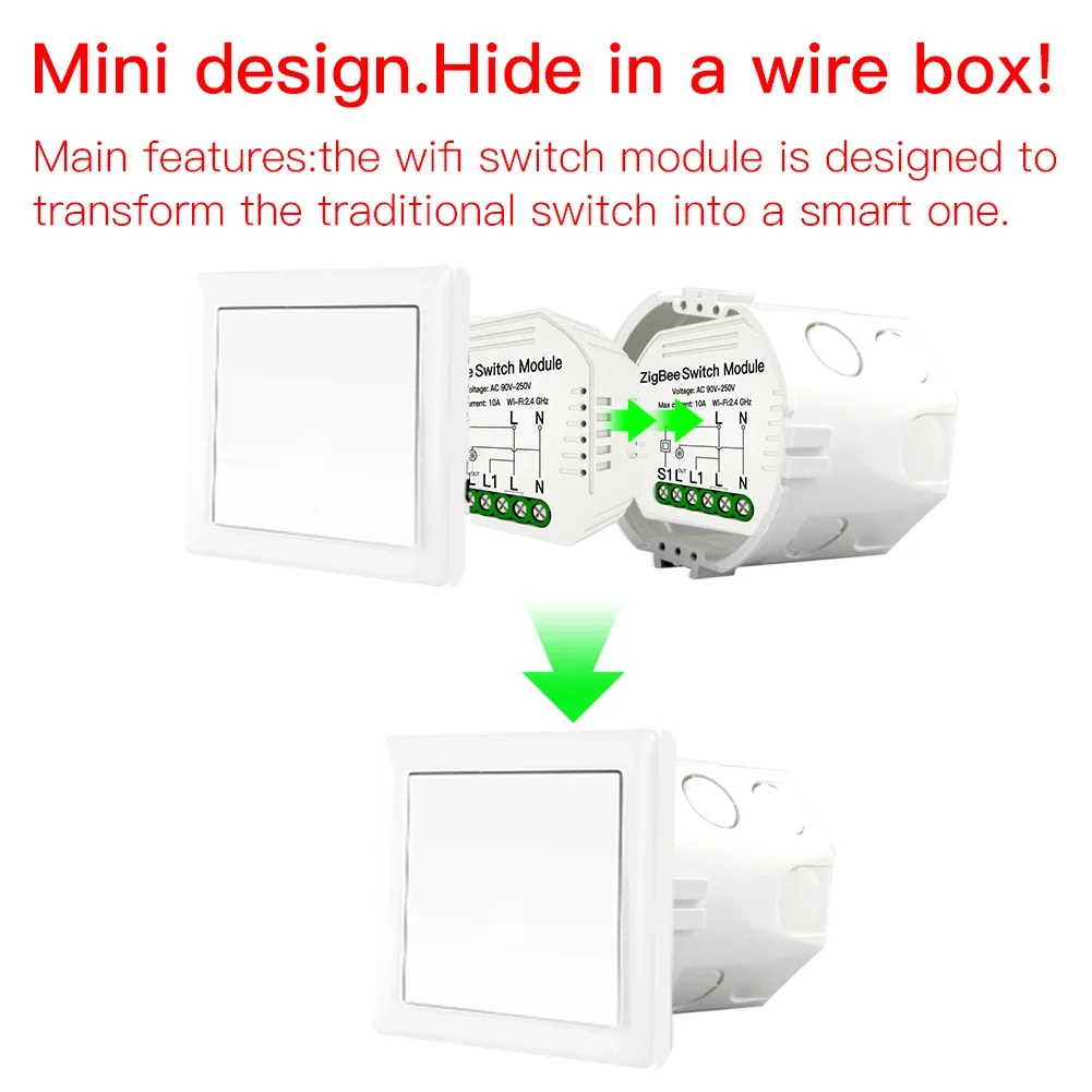 Tuya ZigBee 3.0 Smart Light Switch Module Smart Life/Tuya Wireless Remote Control, Work with Alexa Google Home for Voice Control