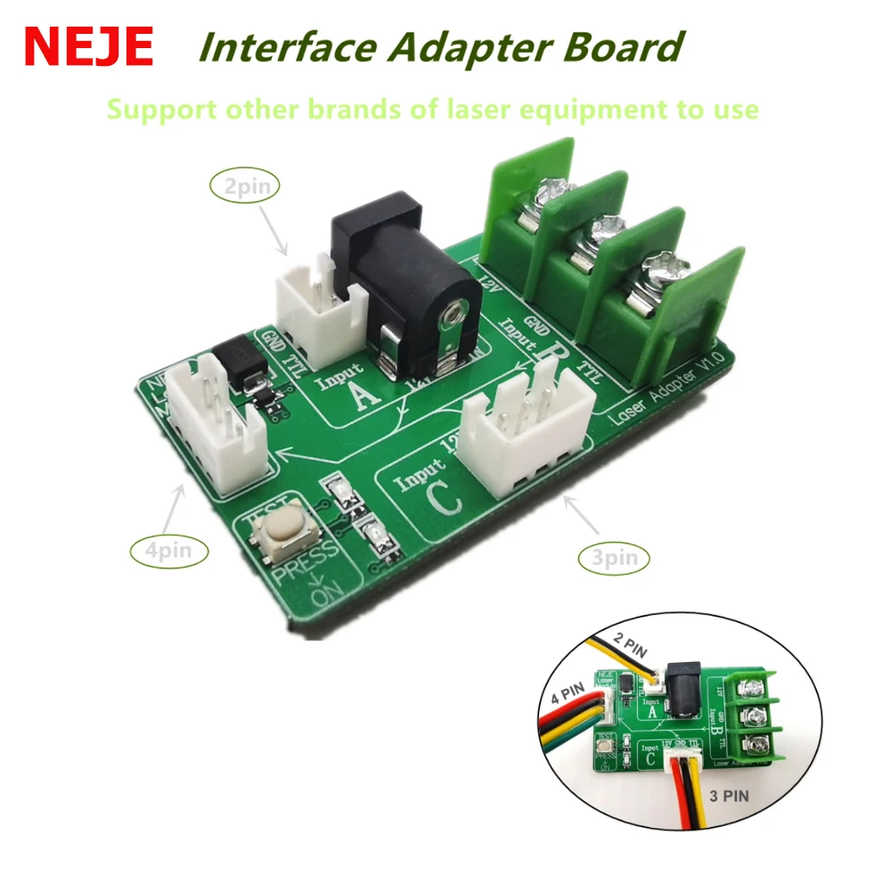 NEJE adaptador de interfaz de módulo láser, Conector de placa para máquina de grabado y corte láser, 2 pines, 3 pines, 4 pines