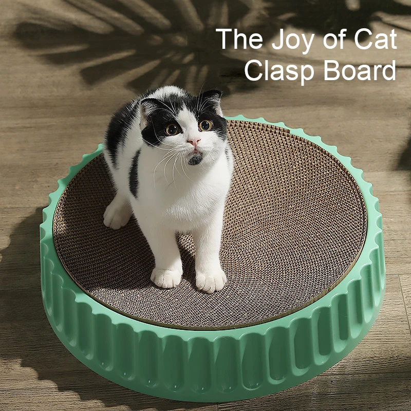 Kimpets Pet Cat Circular High Density Corrugated Paper Cat Scratch Board Sleeping Grinding Grasping Dual Use Cat Scratch Board