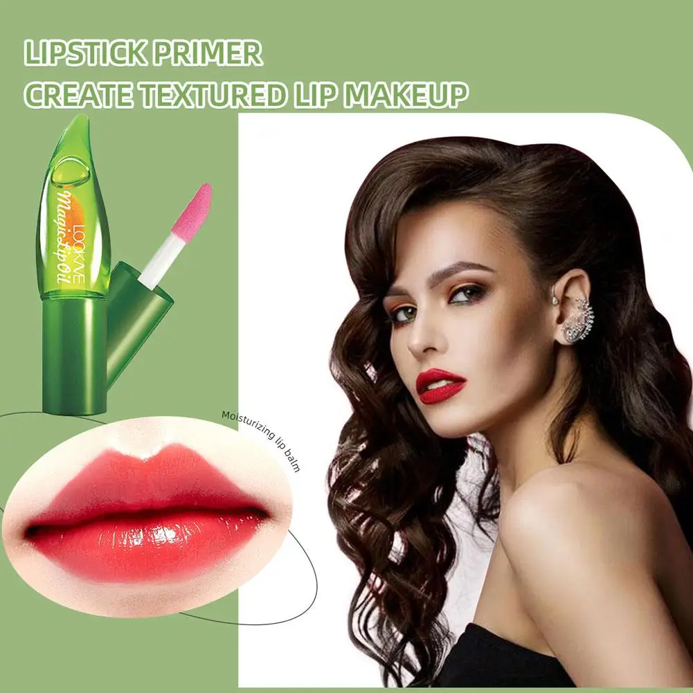 Aloe Vera Farbwechselnder Lippenstift, langanhaltende, feuchtigkeitsspendende Lippenpflege, nährender, lichtbeständiger Balsam, temperaturaktiviert, L T9G1