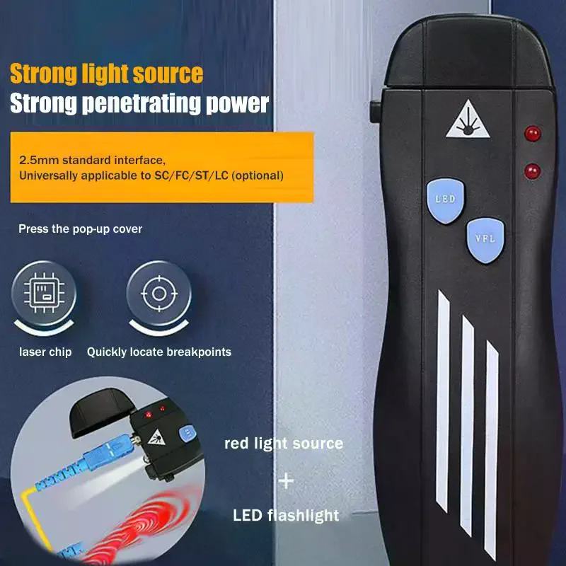 Mini lokalizator uszkodzeń światłowodowych 1/10/20/30/50mW, akumulatorowy tester kabli światłowodowych VFL, interfejs SC/FC/ST 2.5mm