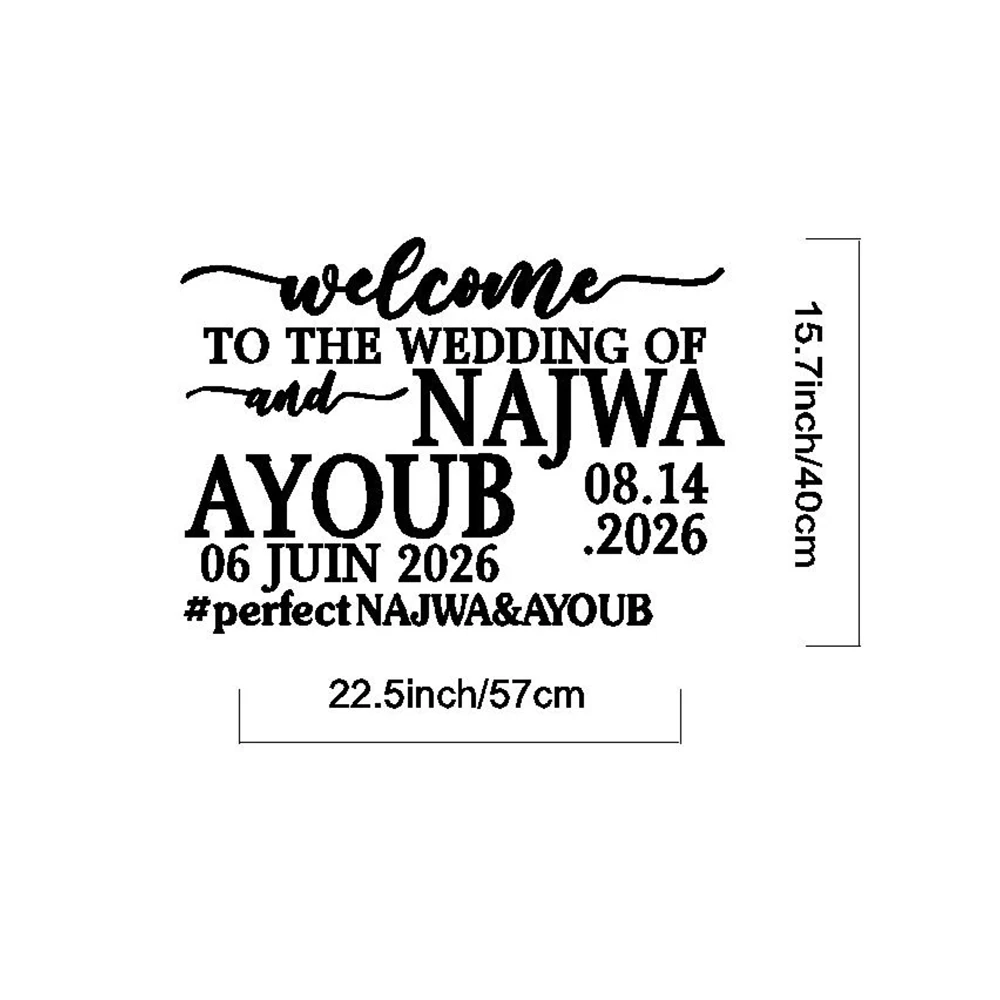 Customizable Welcome to the Wedding Sticker Decal with Name And Date Party Wedding Sign Personalized Home Decor LB017 view 3