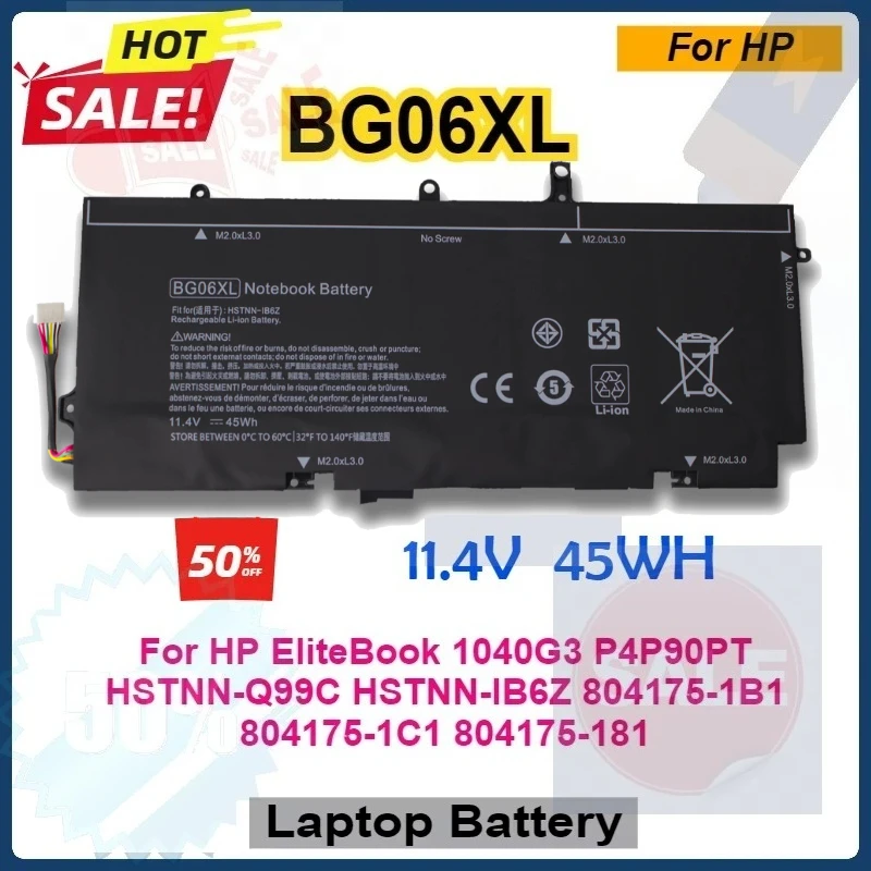 SWZY BG06XL Laptop Battery for HP EliteBook 1040G3 P4P90PT HSTNN-Q99C HSTNN-IB6Z 804175-1B1 804175-1C1 804175-181 Compatible Bat