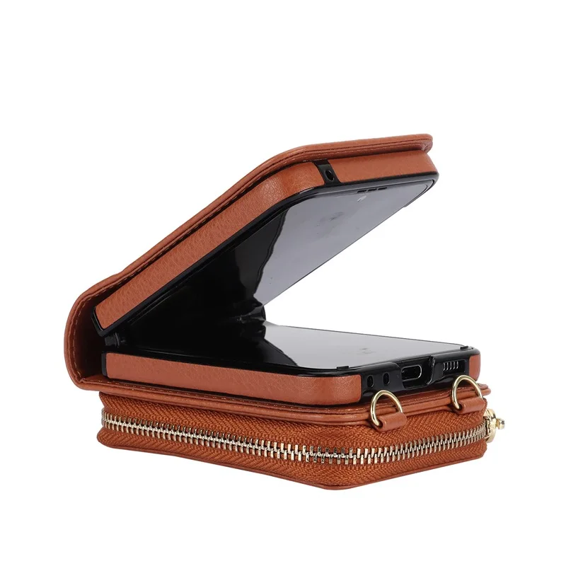 Crossbody Wrist Strap Zipper Purse Phone Case for Motorola Razr 40 Ultra Moto Razr40 2023 Leather Wallet  with Card Holder Cover