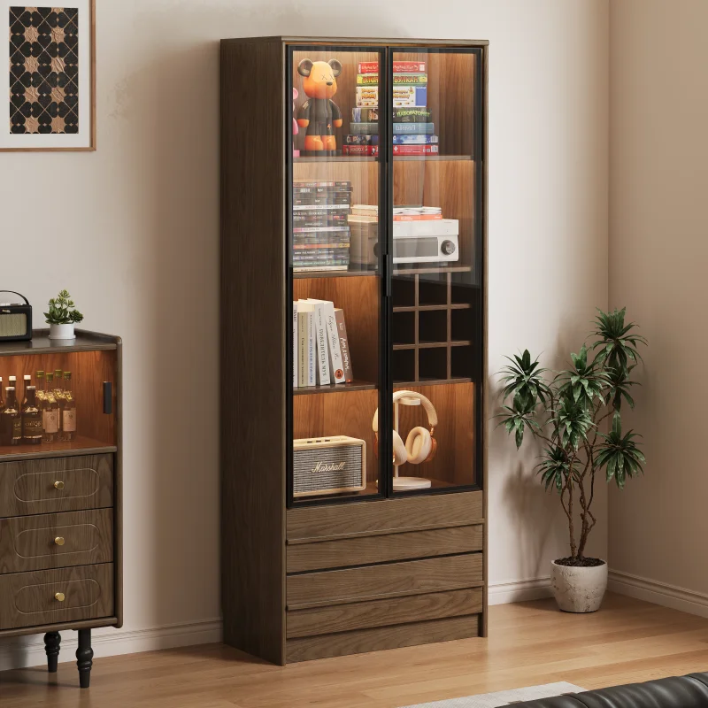 

Wood Storage Living Room Cabinets Shelf Bookshelf Glass Living Room Cabinets Craft Display Meuble De Rangement Hotel Furniture