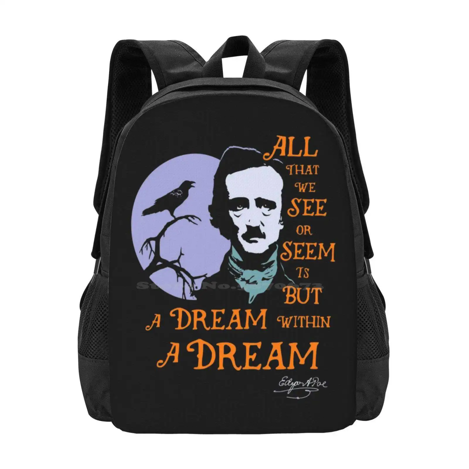 Edgar Allan Poe Dream Within A Dream Backpacks For School Teenagers Girls Travel Bags Edgar Allan Poe Dream Within A Dream