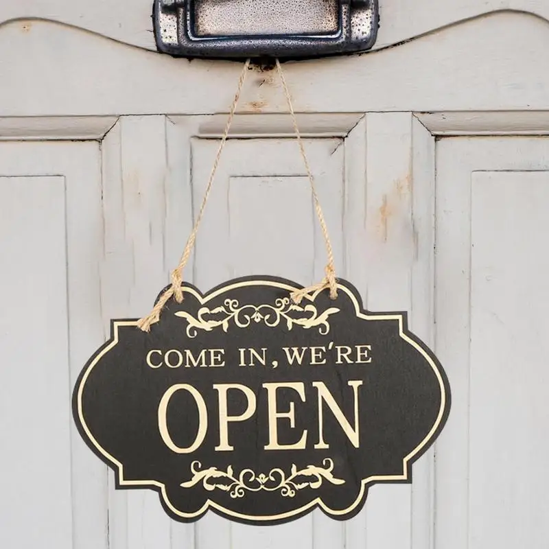 Open Closed Sign Board Wooden Rustic Double-sided Wooden Hanging Vintage Open Closed Sign For Business Shop Door Window Accessor