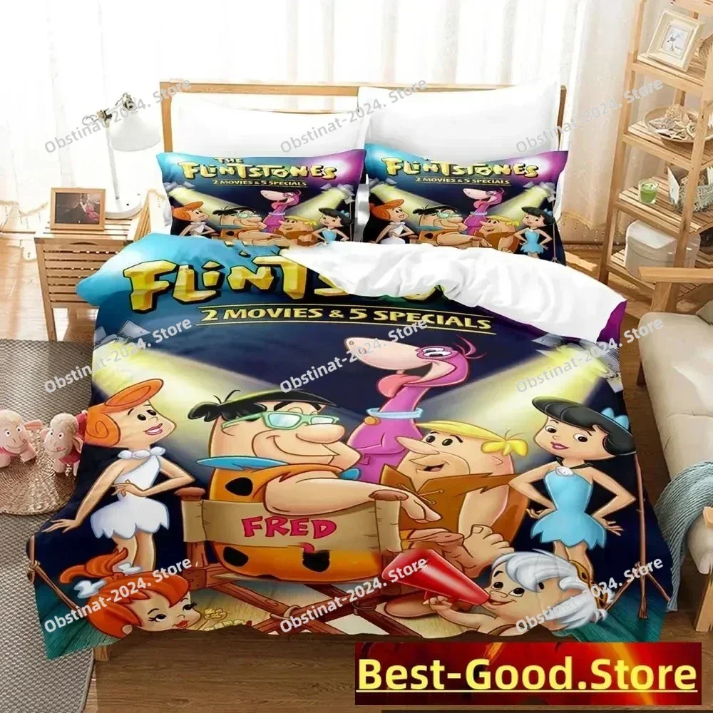 

3D Print Flintstoness Cartoon Bedding Set Boys Girls Twin Queen King Size Duvet Cover Pillowcase Bed Adult Home Textileextile