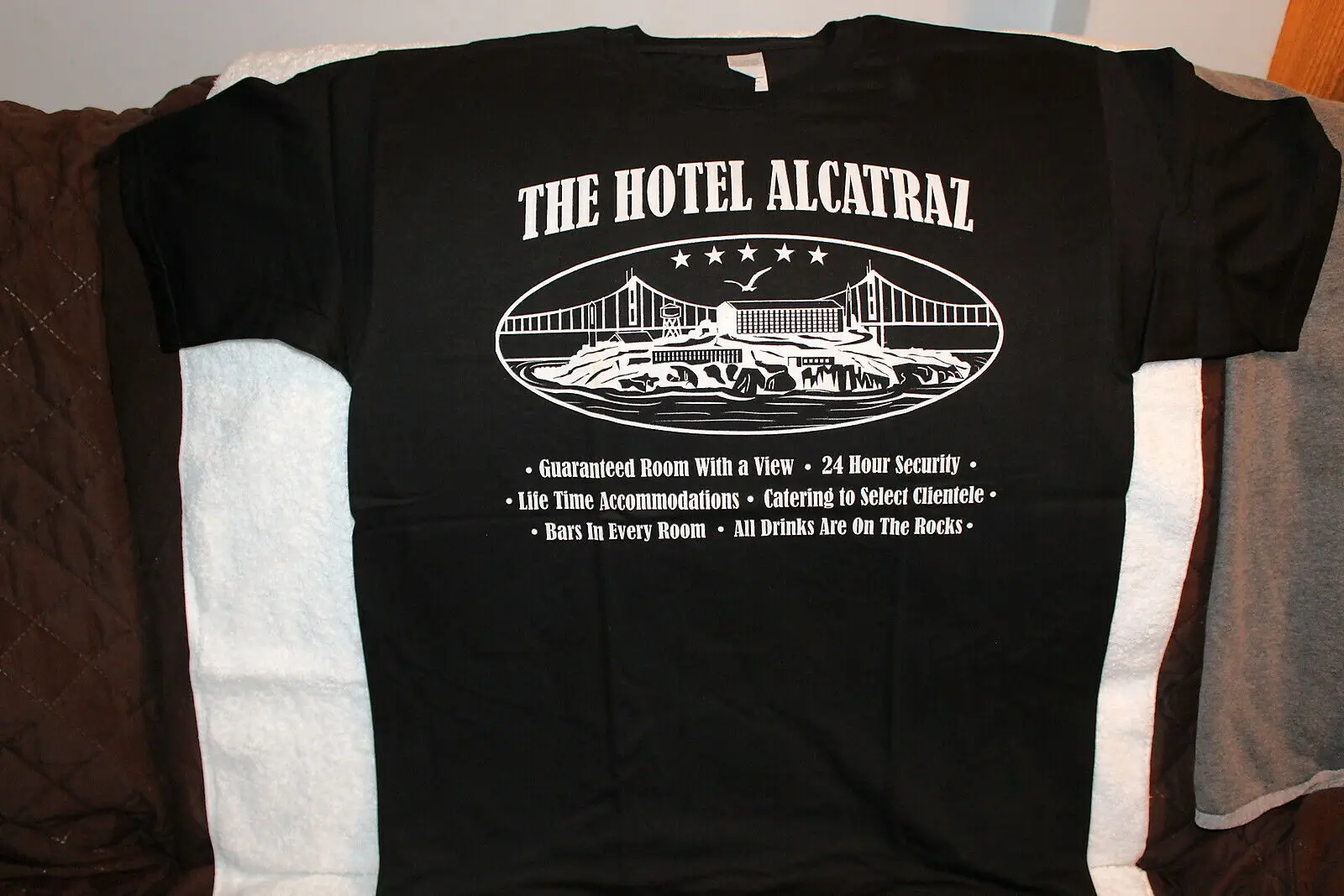 HOTEL ALCATRAZ THE ROCK SAN FRANCISCO CALIFORNIA BLACK T-SHIRT