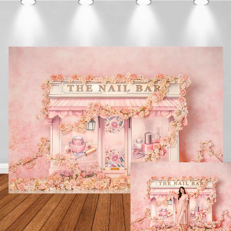 LS Photography Backdrop Pink Flower Perfume Shop Decor Birthday Cake Smash Kids Adult Portrait Photo Background Studio
