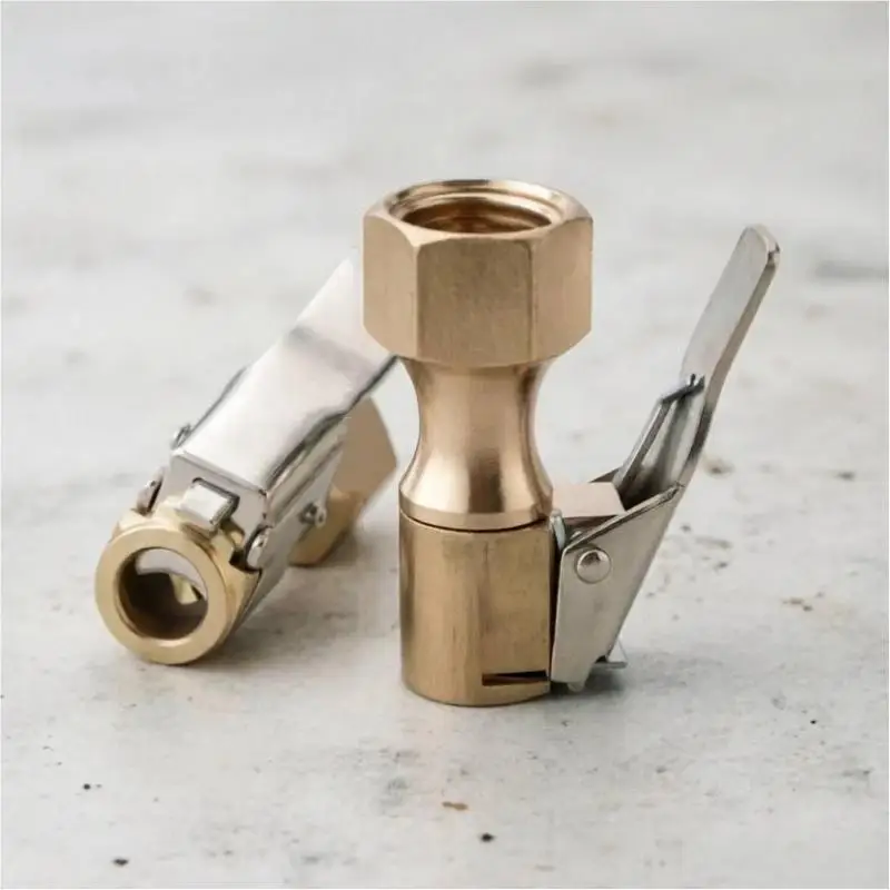 Lock On Air Chuck Open Flow Heavy Duty with Secure Clip Practical Tire Inflator Gauge Part for Home Car Tire Inflation