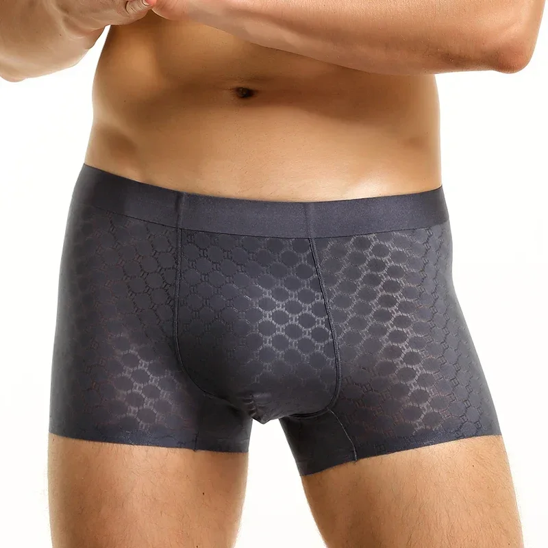 

5PCS Ice silk underwear, men's briefs, summer thin, breathable, four-cornered trouser cuffs, seamless briefs, men's short trouse