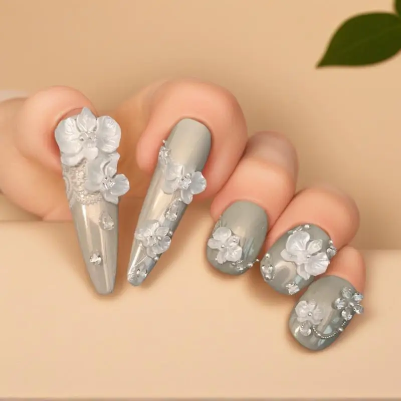 3D Phalaenopsis bloem manicure carving mal, DIY vlinder orchidee nail art design siliconen sjabloon tool.