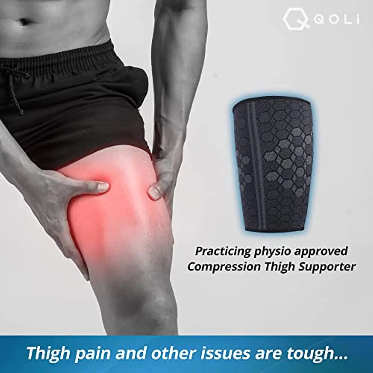 1Pcs Thigh Compression Sleeves - Hamstring and Quad Upper Leg Brace for Men & Women- Pain Relief & Recovery