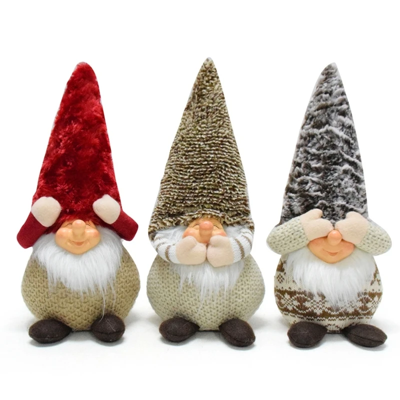 

Set of 3 Dwarf Gnomes Dolls Figurine Polyester Ornament for Home Decoration Yuletide Collectibles Handmade Adorment