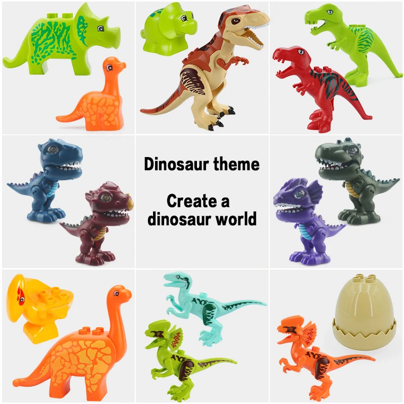 Compatible Big Building Blocks Animal Dinosaur Tyrannosaurus Pterosaur Accessories Large Bricks Kids Assembly Toys Party Gifts