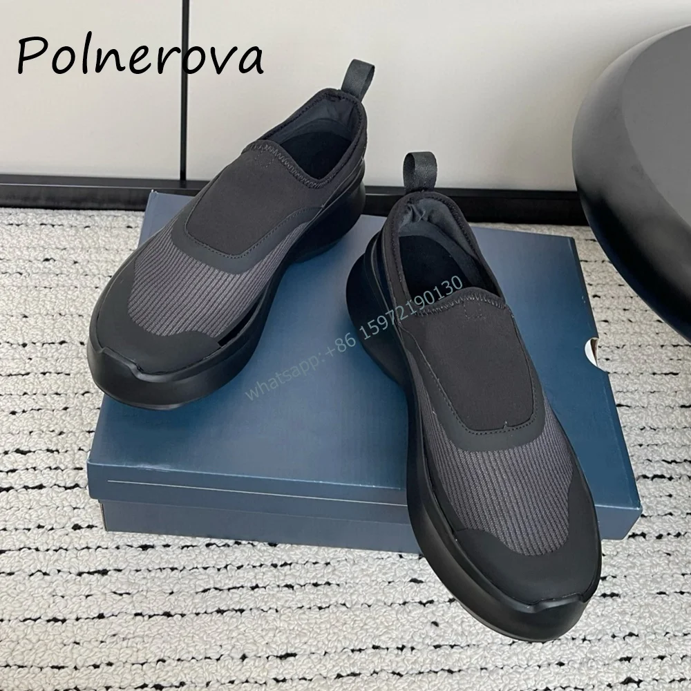 Platforma Prawdziwa Skóra Air Mesh Trampki Okrągłe Toe Slip On Oddychające Wygodne Buty 7Cm Wysokie Zwiększenie Urocza Dziewczyna Solidne Buty