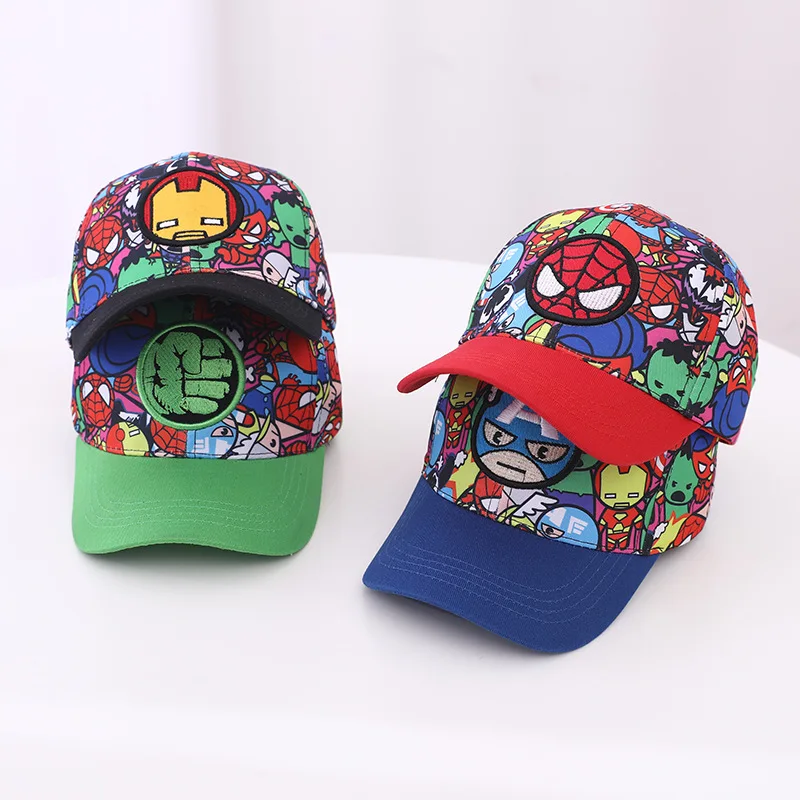 Avengers Iron Man Spiderman Hulk Captain America Baseball cap Cosplay Hat Kids Child Canvas Embroidery Hat Peaked Cap Adjustable